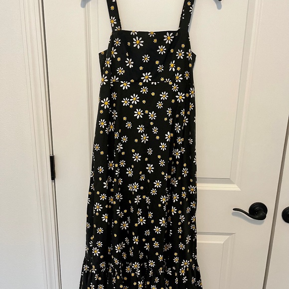 Kate Spade Set Black Midi Dress with White and Yellow Floral Print with hat - Picture 1 of 5
